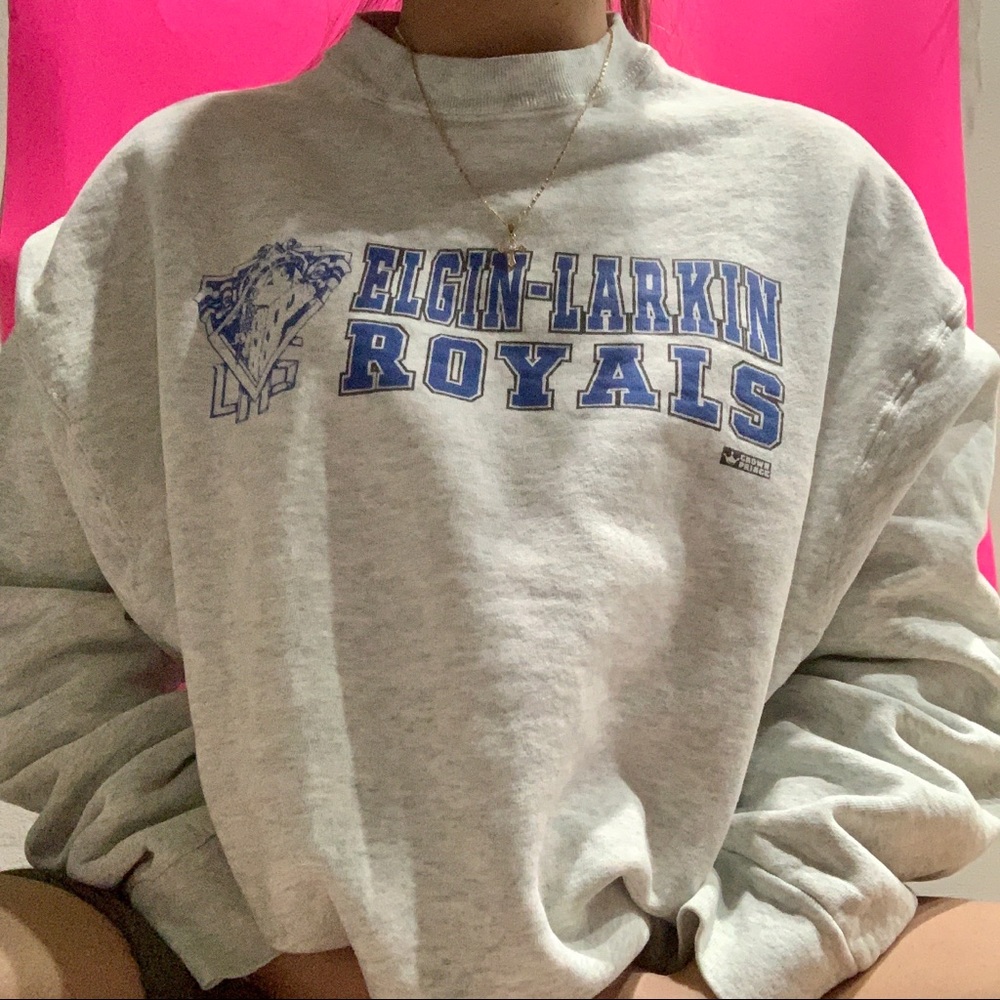 Elgin-Larkin Royals Gray Crew Neck Sweater